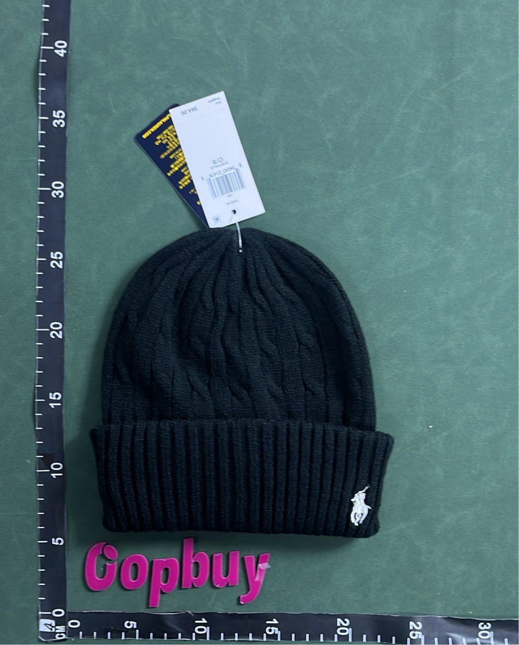 Ralph Lauren Gray Cable Knit Beanie with Pony Logo  Headwea -2