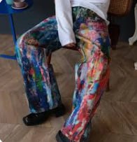 Graffiti Oil Painting Wide Jeans -2